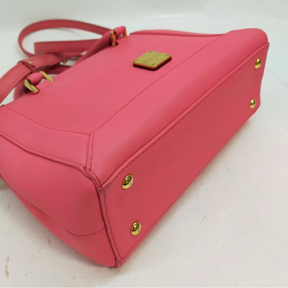 Authentic MCM Hand Bag Pink Leather crossbody purse HOT PINK - Picture 5 of 9